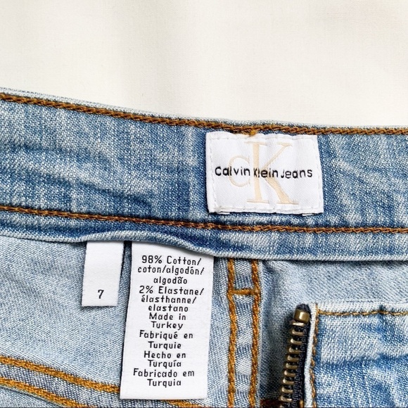 VTG Y2K Calvin Klein Unique Zip Up Straight Leg Light Wash Jeans Sz 7 Jrs - Picture 3 of 9